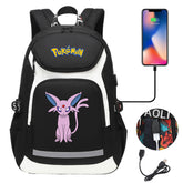 Pokemon Espeon USB Charging Backpack School NoteBook Laptop Travel Bags